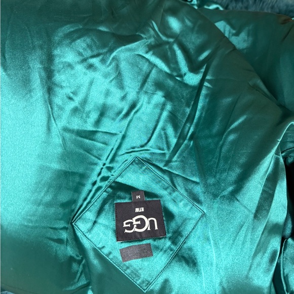 UGG Lianna Teal Real Leather Shearling Coat - Picture 5 of 5